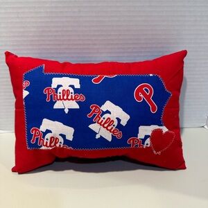 Handmade 13x9” Philadelphia Phillies PA State Appliqué Throw Pillow with Heart